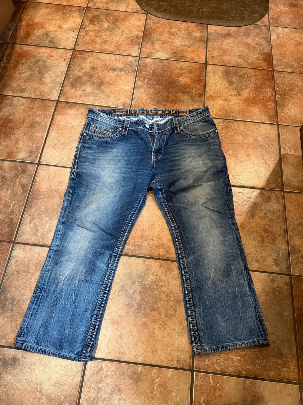 Rock Revival Men's Washed Blue Straight-Leg Jeans